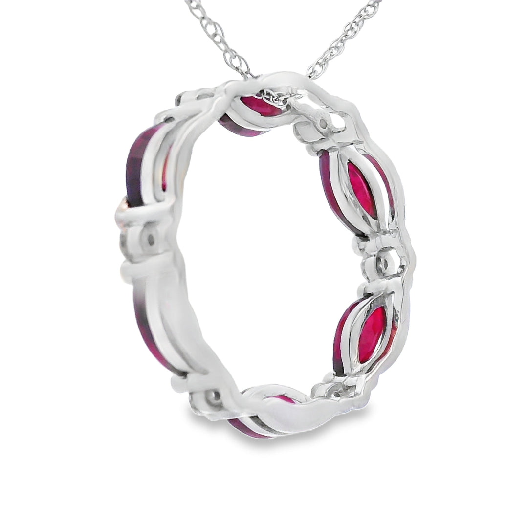 Ruby Diamond Circle of Love Pendant 10KT White Gold