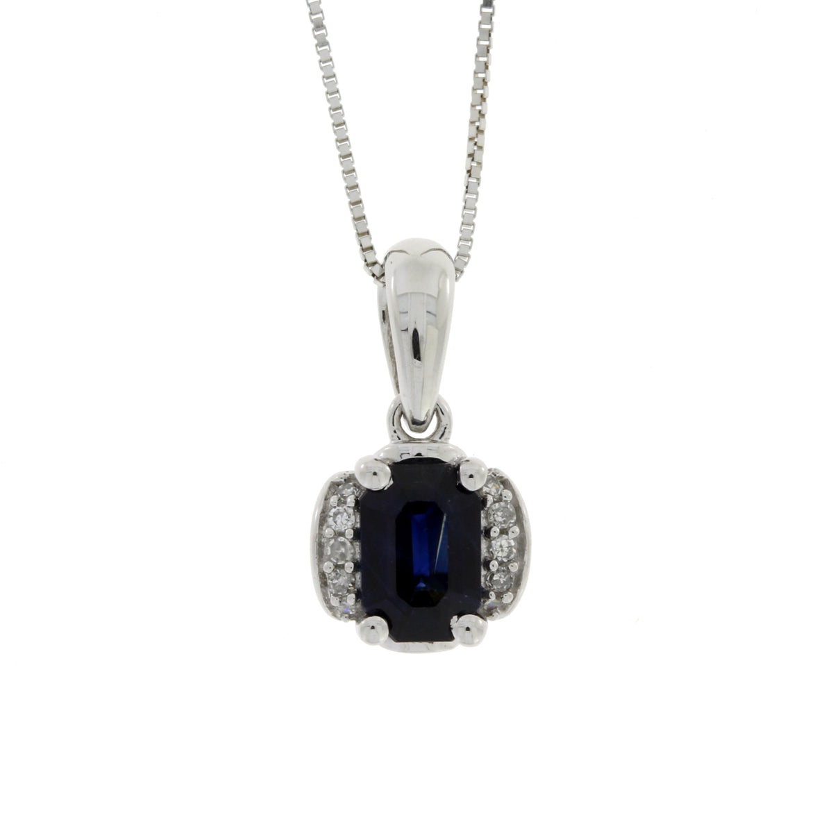 Colgantes de moda de zafiro y diamantes de 0,63 ct en oro blanco de 14 K