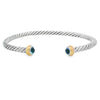 Pulsera de plata de ley de topacio azul con oro de 18 quilates