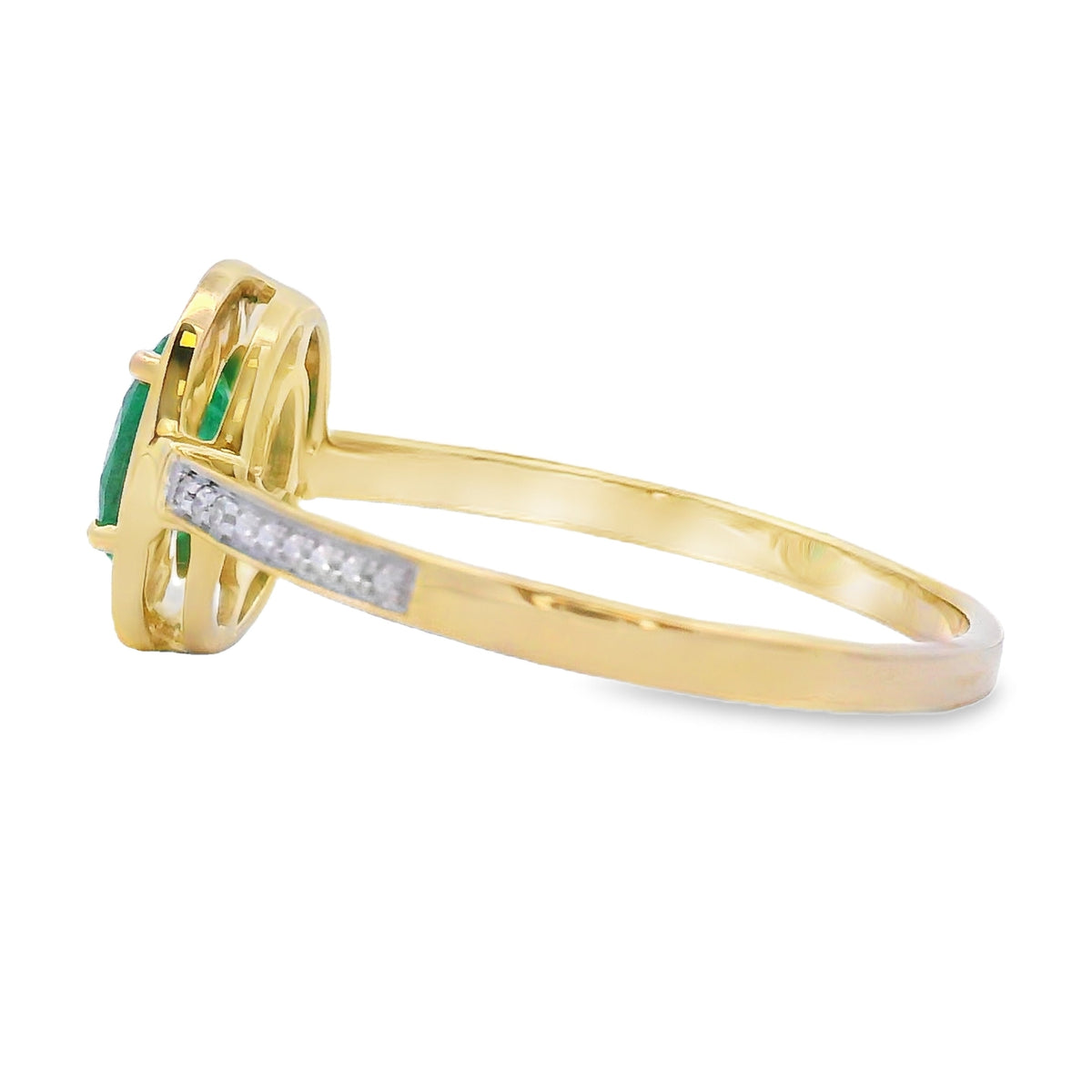 Anillo de Oro Amarillo de 10KT con Esmeralda Natural de .49ct