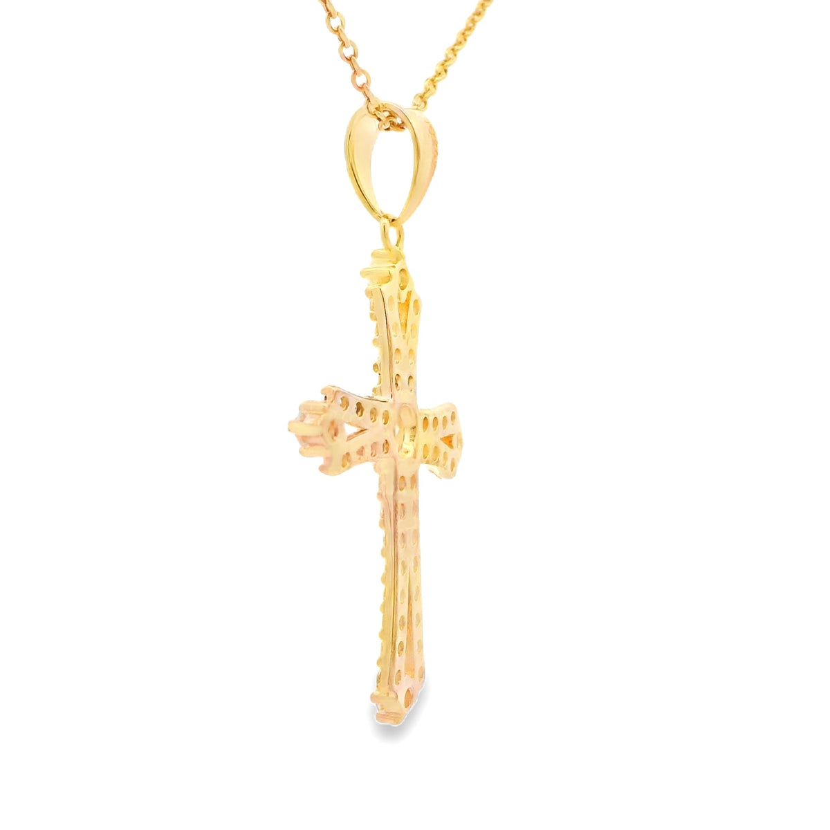 Colgante religioso de cruz de topacio genuino de plata esterlina