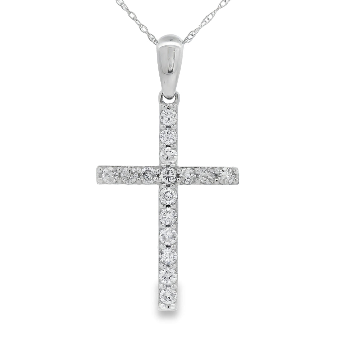 .45ct Diamond Cross Religious Pendant 14KT White Gold