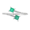Anillo de Diamantes Esmeralda Natural de 0,47 qt Oro Blanco de 14 kt