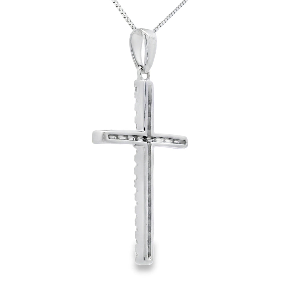 .21ct Diamond Cross Religious Pendant 14KT White Gold