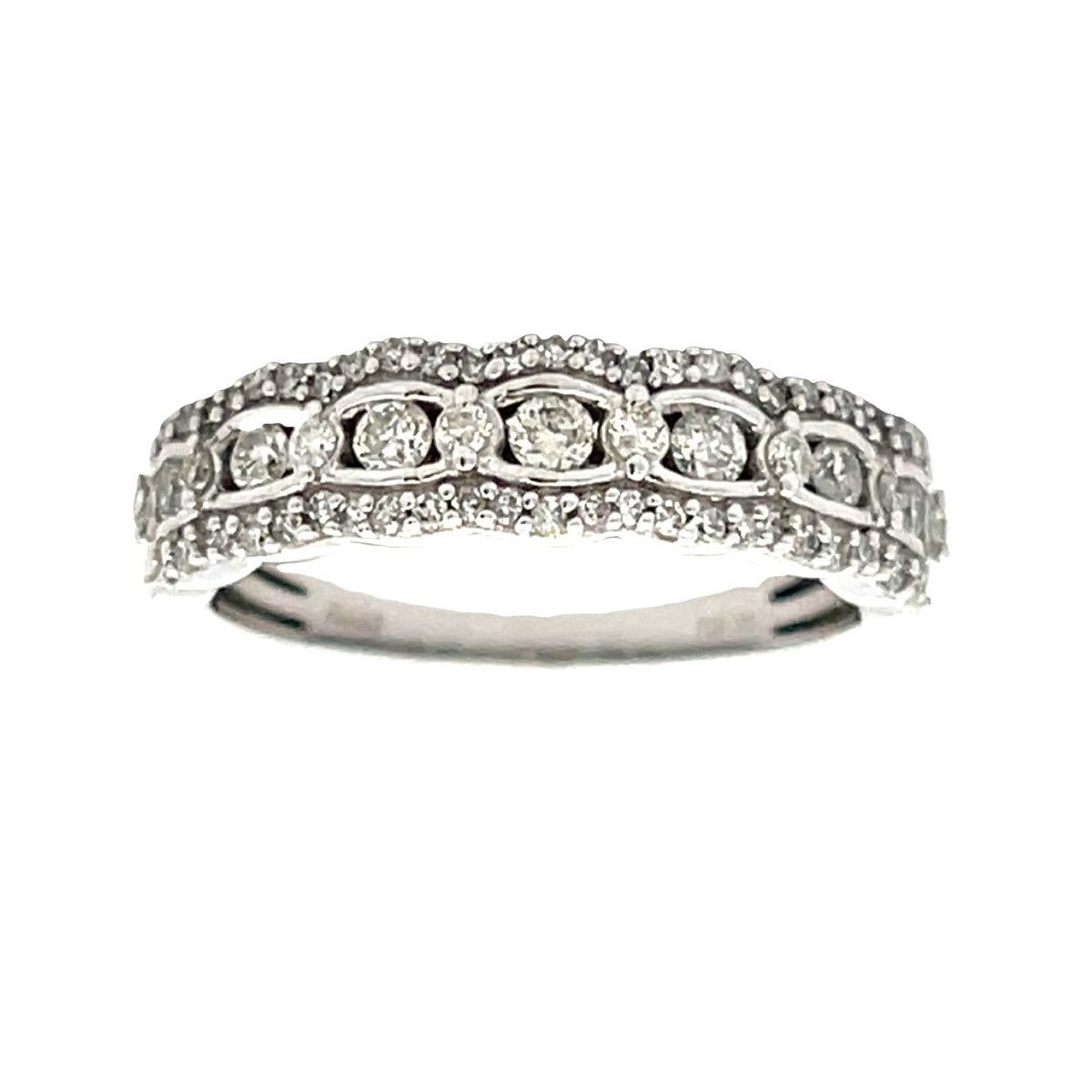 Anillo de boda con diamantes naturales de 0,50 ct de oro blanco de 14 kt