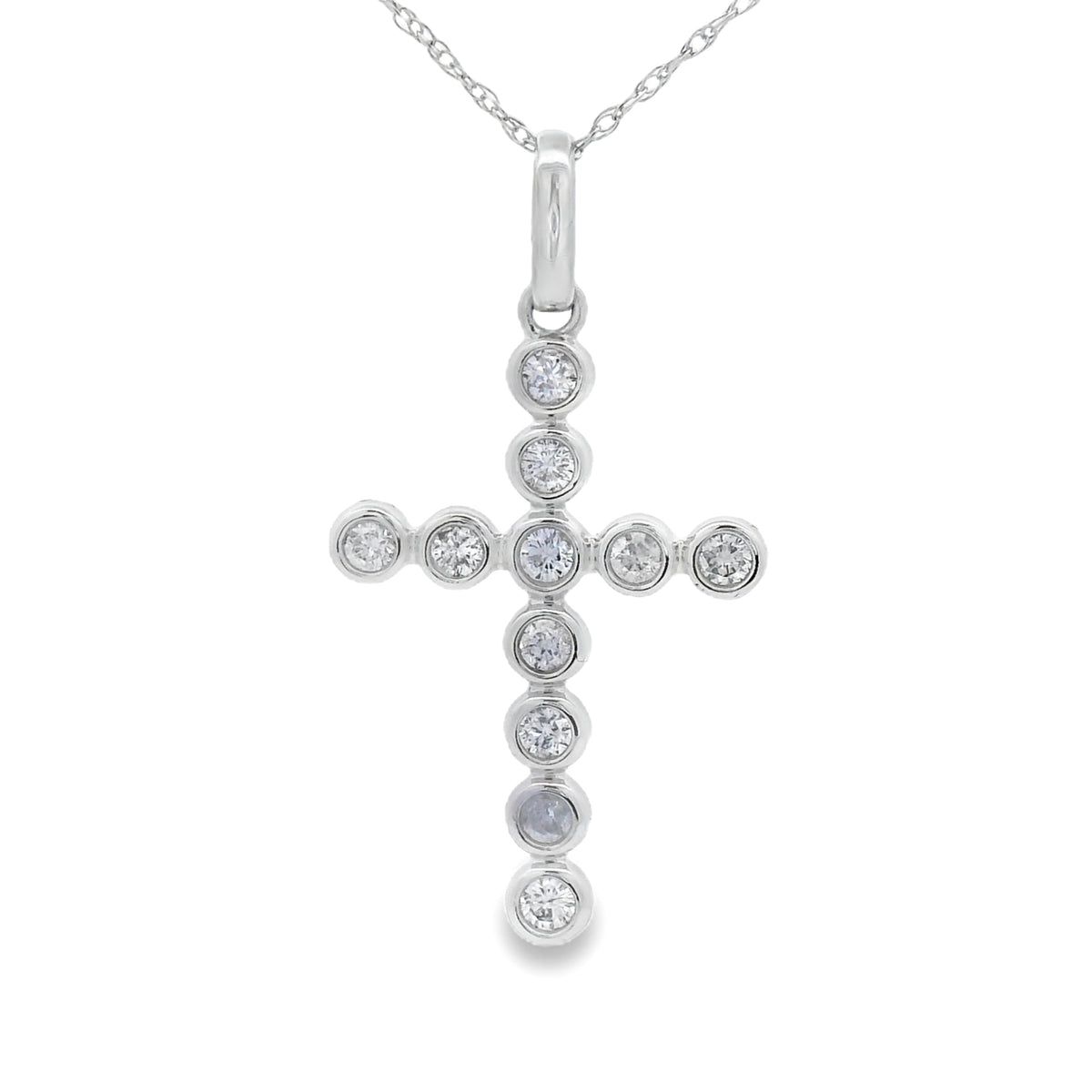 .31ct Diamond Cross Religious Pendant 14KT White Gold