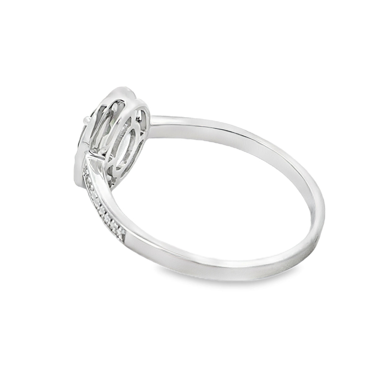 Anillo de peridoto y diamante natural de 0,54 ct en oro blanco de 10 kt