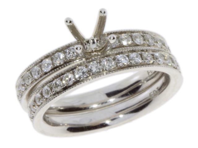 Anillo de compromiso semimontado con diamantes, oro blanco de 14 kt