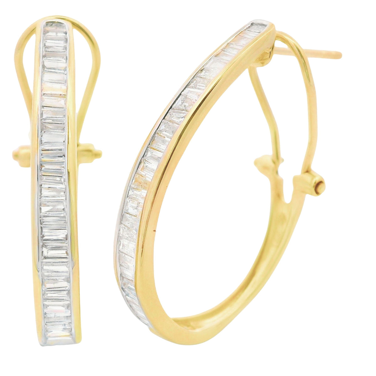 Pendientes de aro con diamantes auténticos de 1,00 quilates, oro amarillo de 14 K