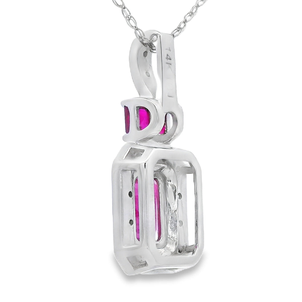 Colgantes de moda de rubí y diamante de 0,82 ct, oro blanco de 14 kt