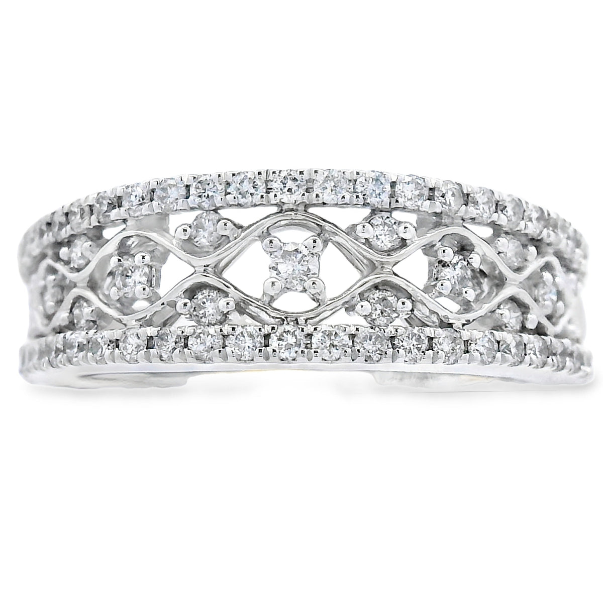 Anillos de banda de moda con diamantes de 0,50 ct en oro blanco de 10 kt