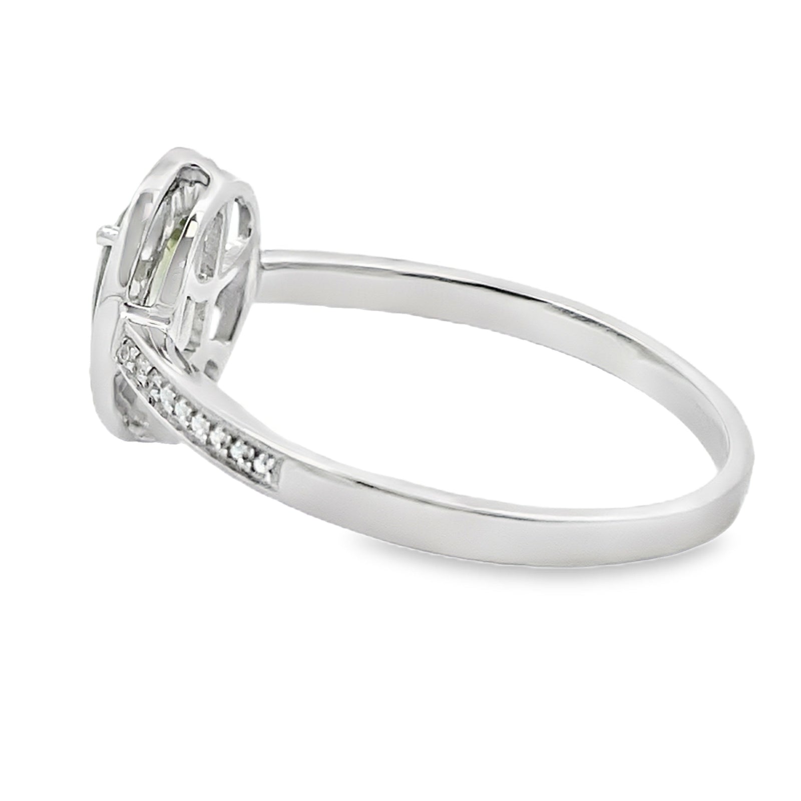 Anillo de peridoto y diamante natural de .50ct en oro blanco de 10kt
