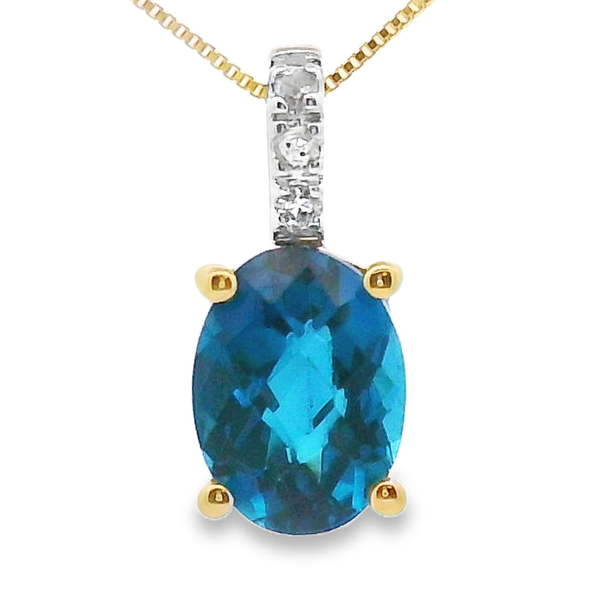 Colgantes de moda de topacio azul de Londres de oro amarillo de 10 quilates