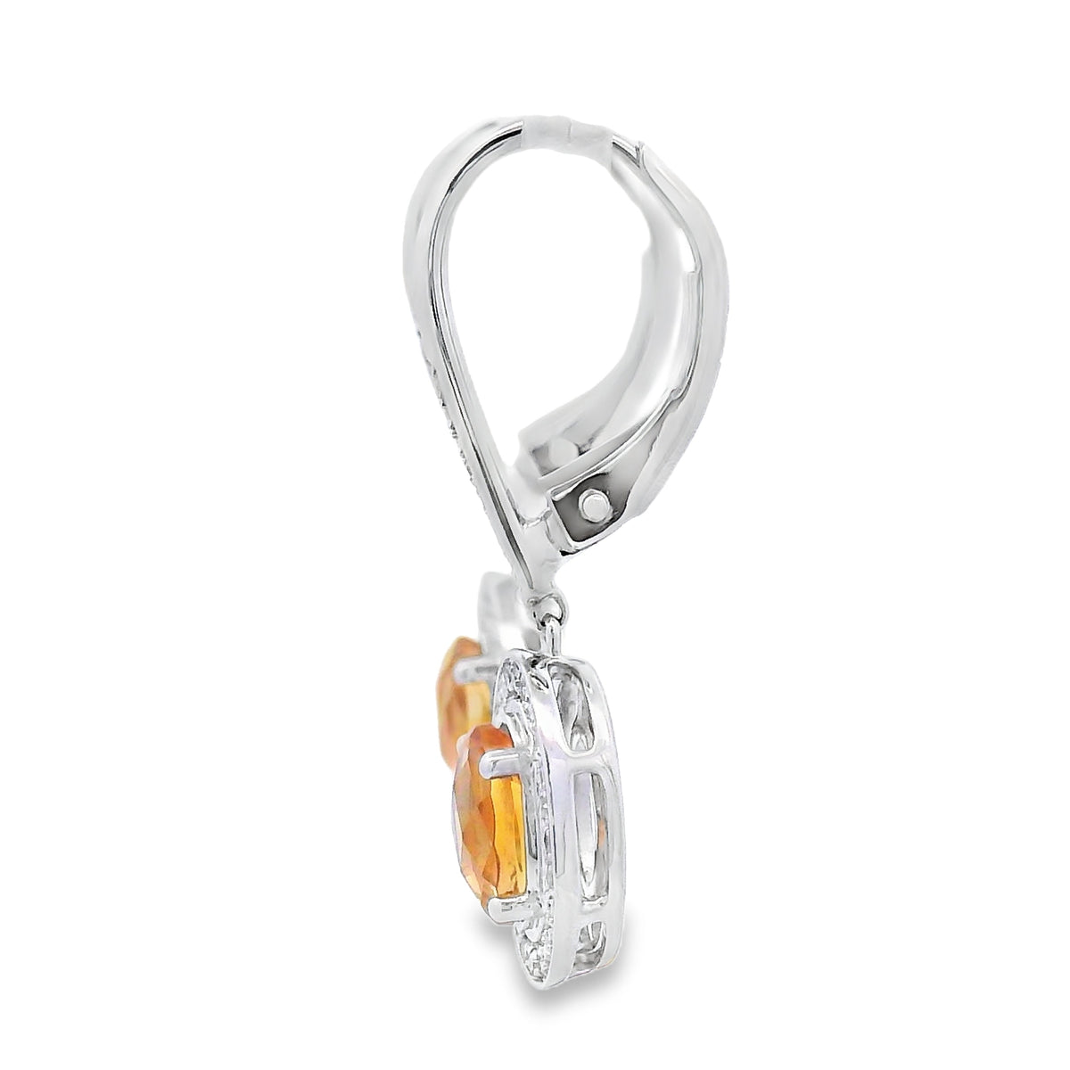 Pendientes Colgantes de Citrino y Diamantes de 1.04 ct, Oro Blanco de 10 kt