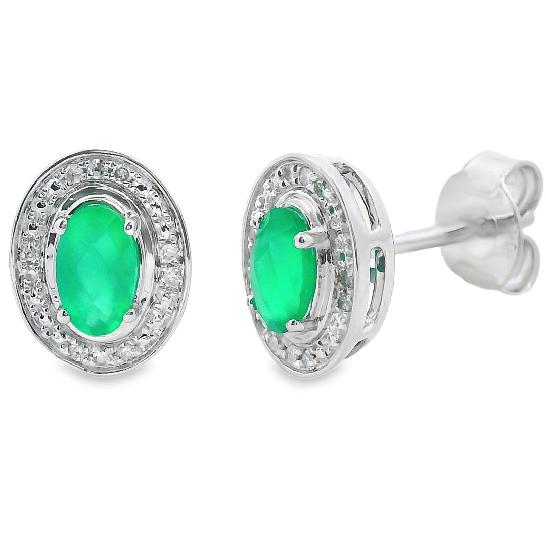 Pendientes de calcedonia y diamantes de 0,54 ct de oro blanco de 10 kt