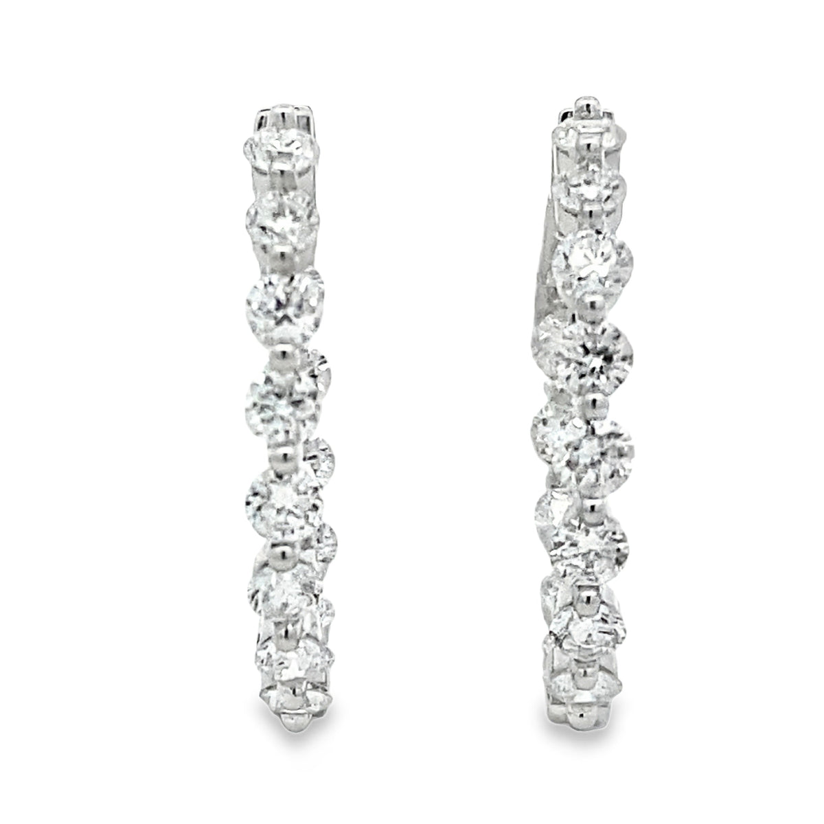 3.10ct Lab Grown Diamond Hoop Earrings Sterling Silver