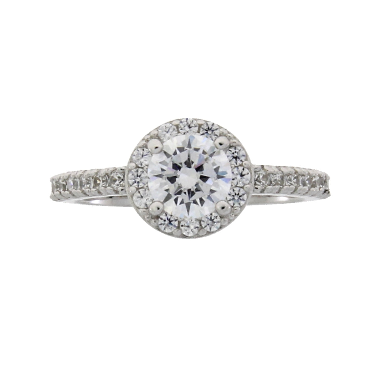 Anillo de circonita cúbica natural de plata de ley