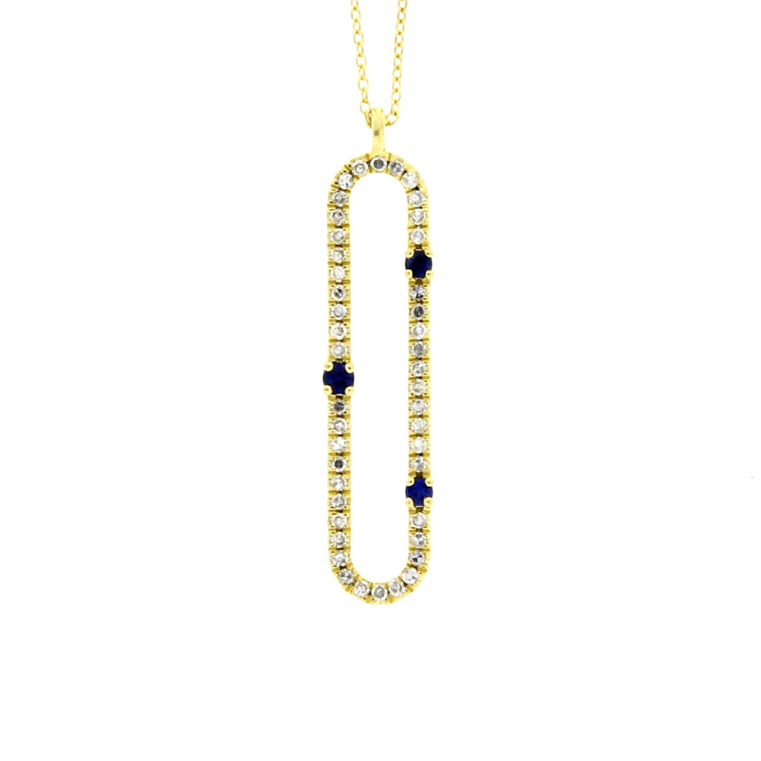 Colgantes de moda de diamante y zafiro de oro amarillo de 14 K