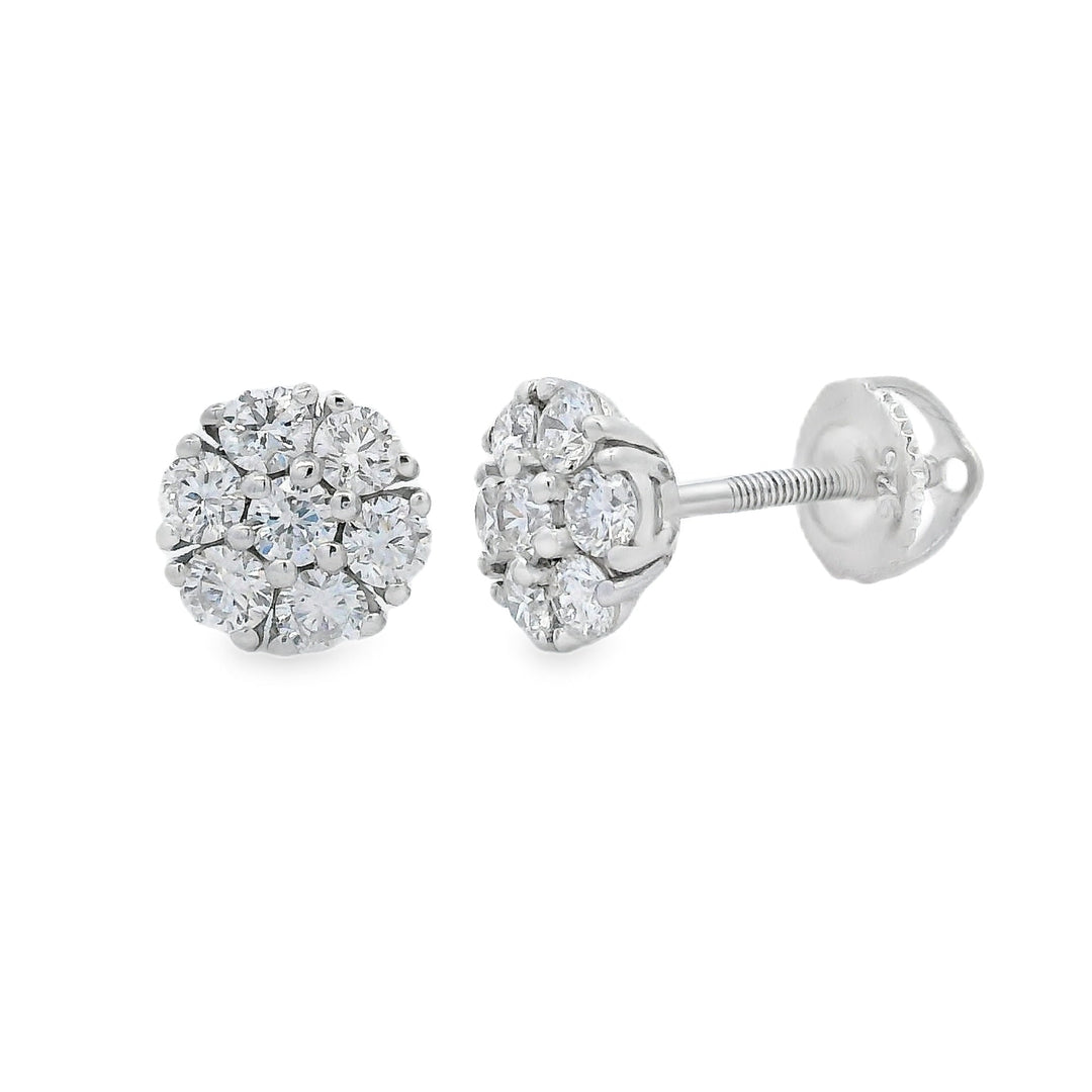 Pendientes de diamante cultivado en laboratorio de .95ct en plata de ley
