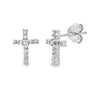 Natural .04ct Diamond Cross Earrings 10KT White Gold