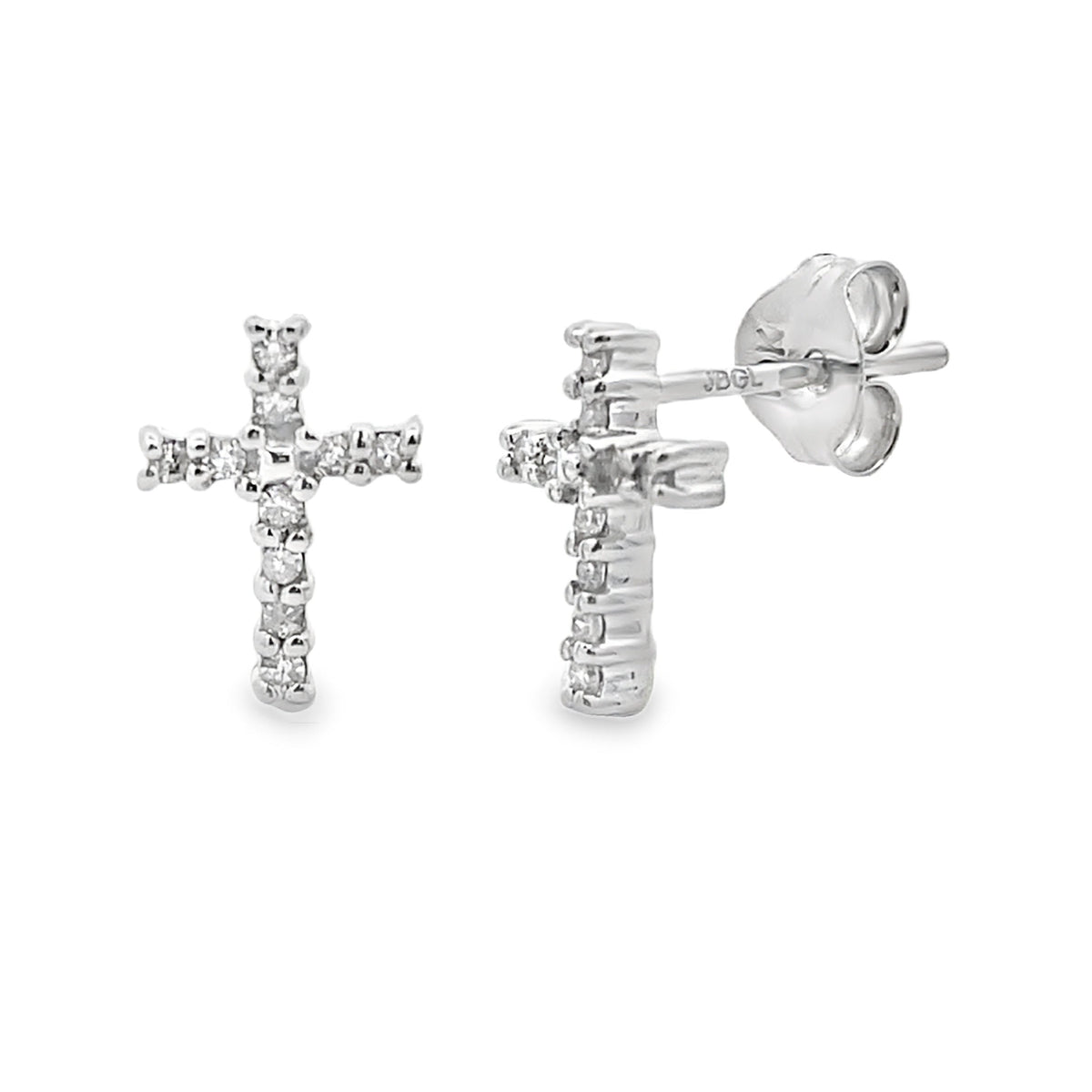 Natural .04ct Diamond Cross Earrings 10KT White Gold