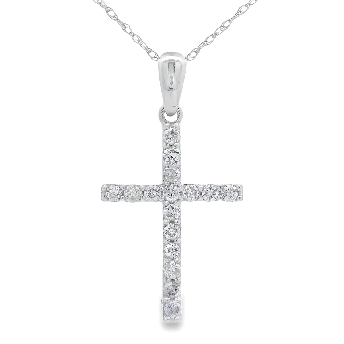 .25ct Diamond Cross Religious Pendant 14KT White Gold