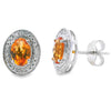 Natural .91ct Citrine Diamond Earrings 10KT White Gold