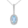 Colgantes de moda de aguamarina y diamantes de oro blanco de 10 KT