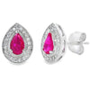 .58ct Ruby Diamond Stud Earrings 10KT White Gold