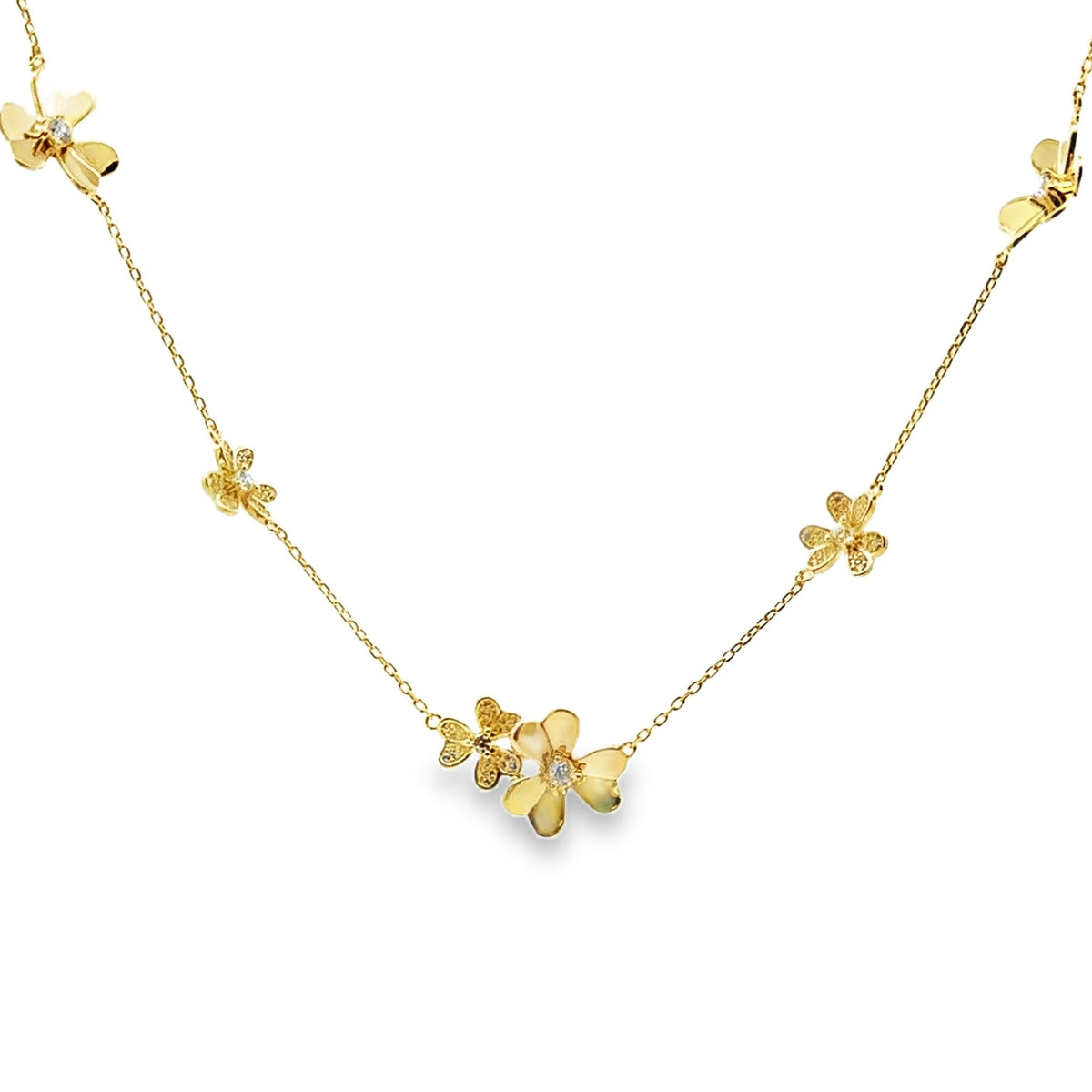 Colgante de flor de circonita cúbica auténtica de plata de ley