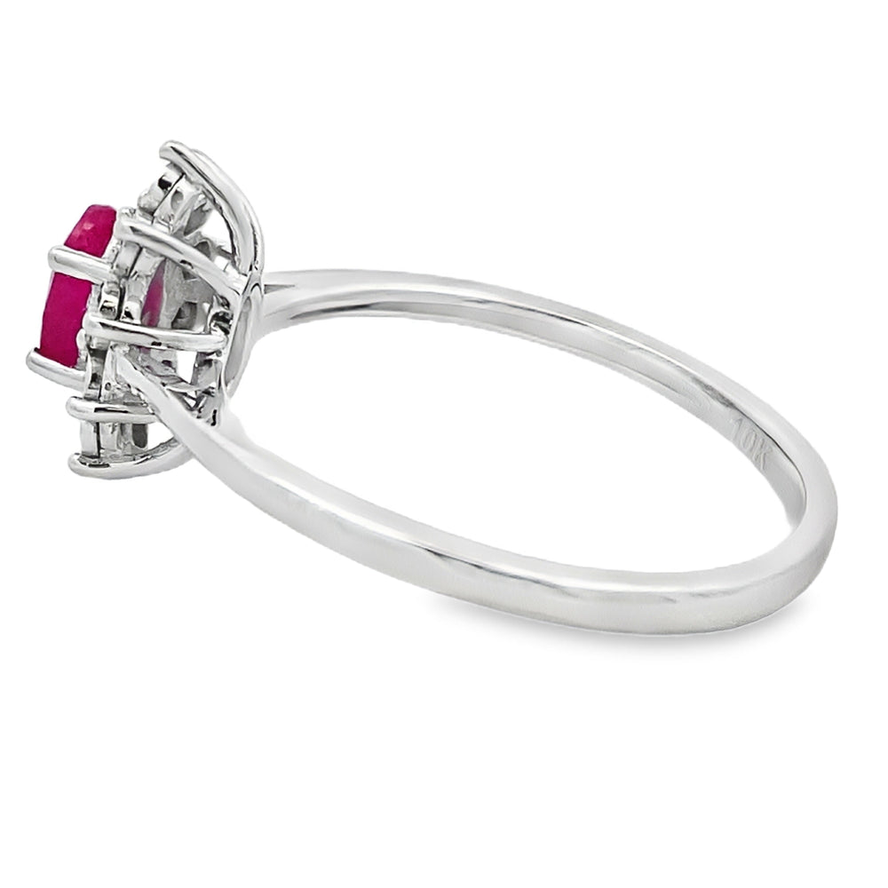 Genuine .63ct Ruby Diamond Ring 10KT White Gold