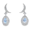 Aquamarine Diamond Dangle Earrings 10KT White Gold