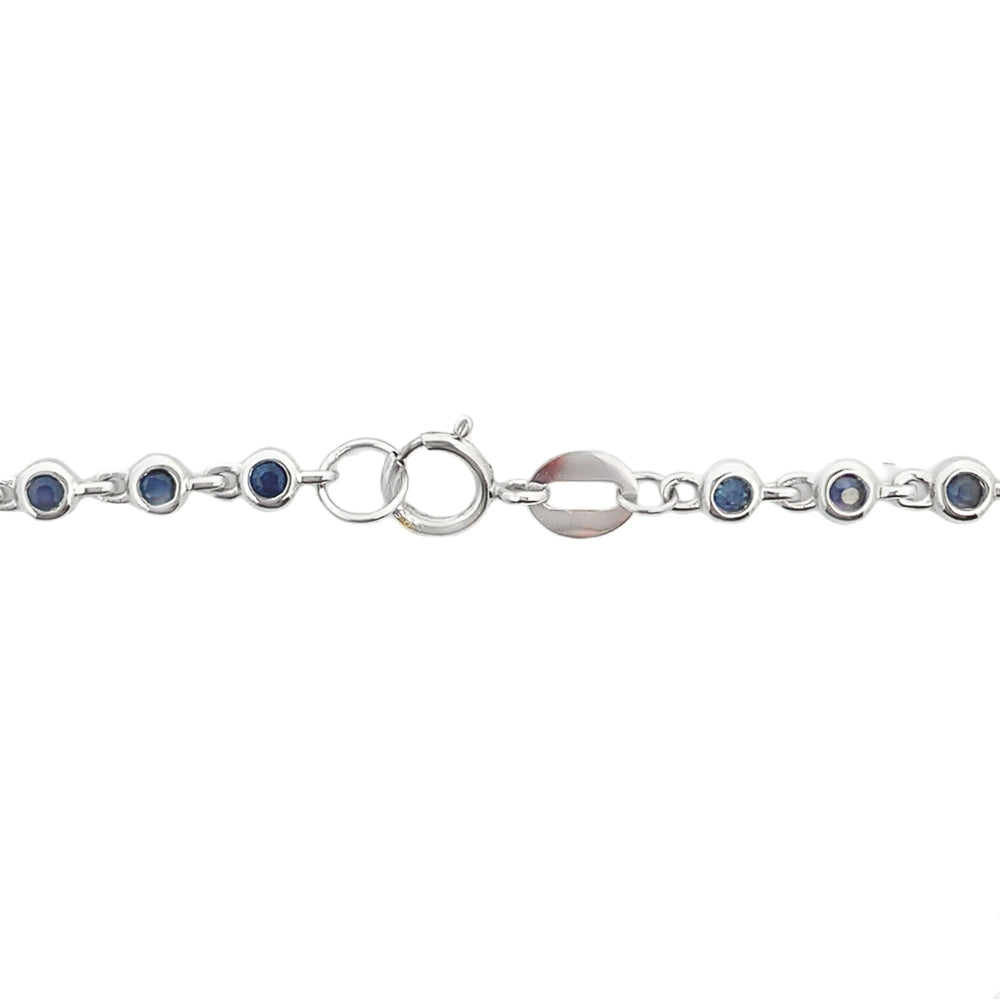 Pulsera de zafiro y diamante natural de 0,87 ct en oro blanco de 14 K