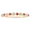 .13ct Ruby Diamond stackable band set 14KT Yellow Gold