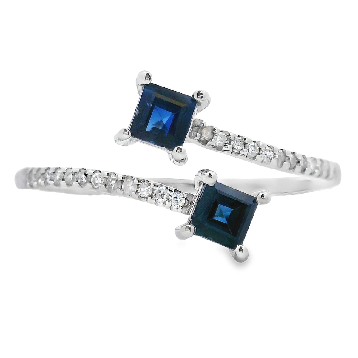 Natural .61ct Sapphire Diamond Ring 14KT White Gold