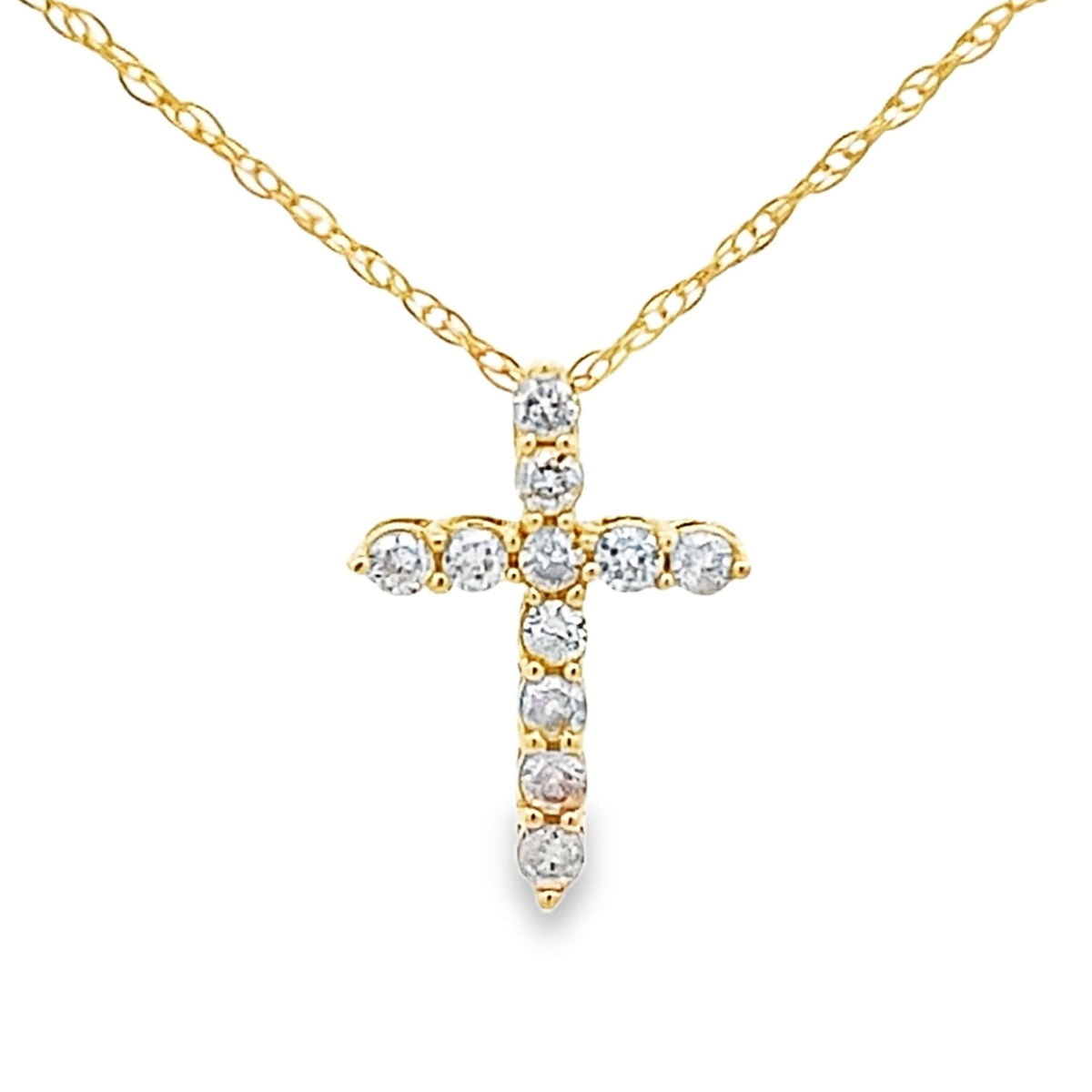 .12ct Diamond Cross Religious Pendant 14KT Yellow Gold