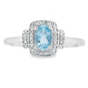 Genuine .45ct Aquamarine Diamond Ring 10KT White Gold