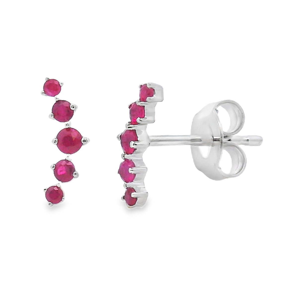 Pendientes de rubí de .24 ct auténticos de oro blanco de 14 K