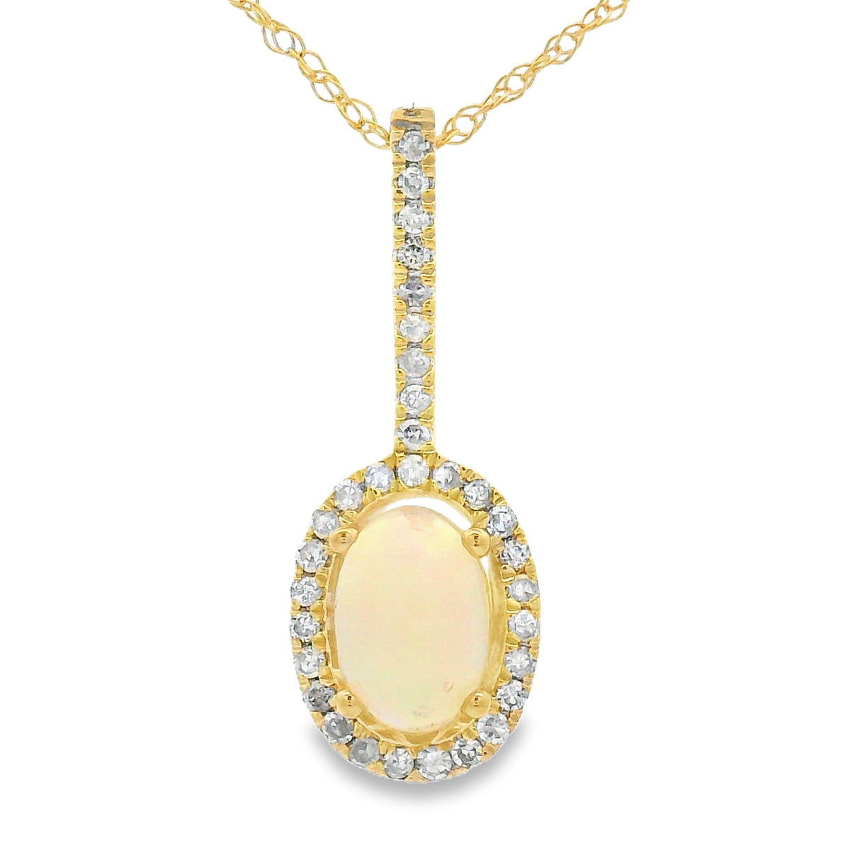 Colgantes de moda de ópalo y diamante de .10 ct en oro amarillo de 10 kt