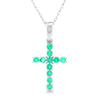 .20ct Emerald Cross Religious Pendant 14KT White Gold