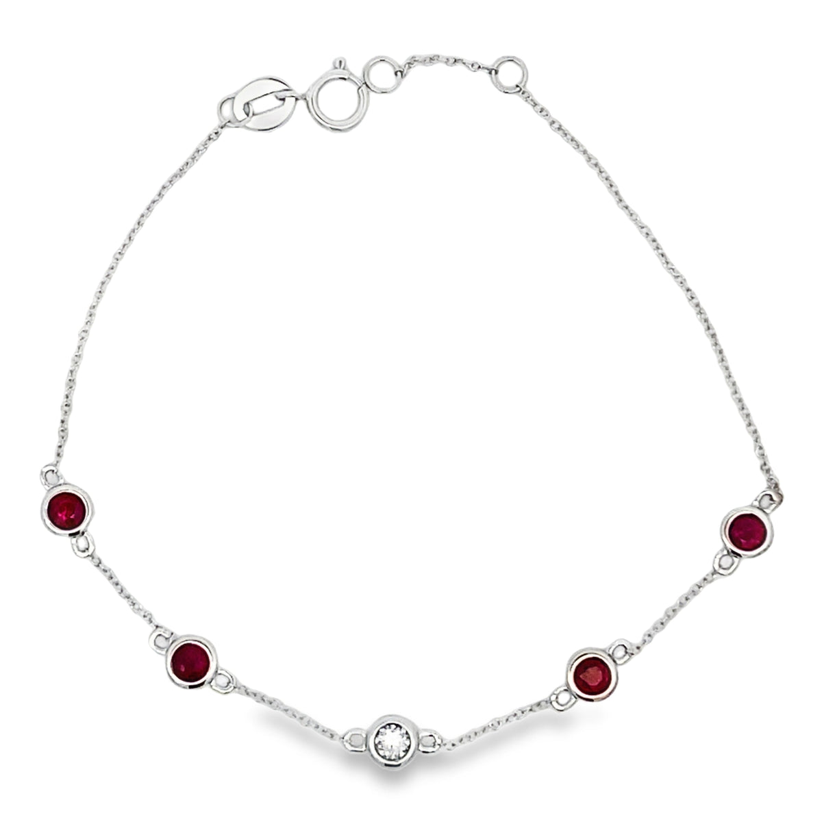 Pulsera de rubíes y diamantes naturales de 0,71 ct en oro blanco de 14 kt