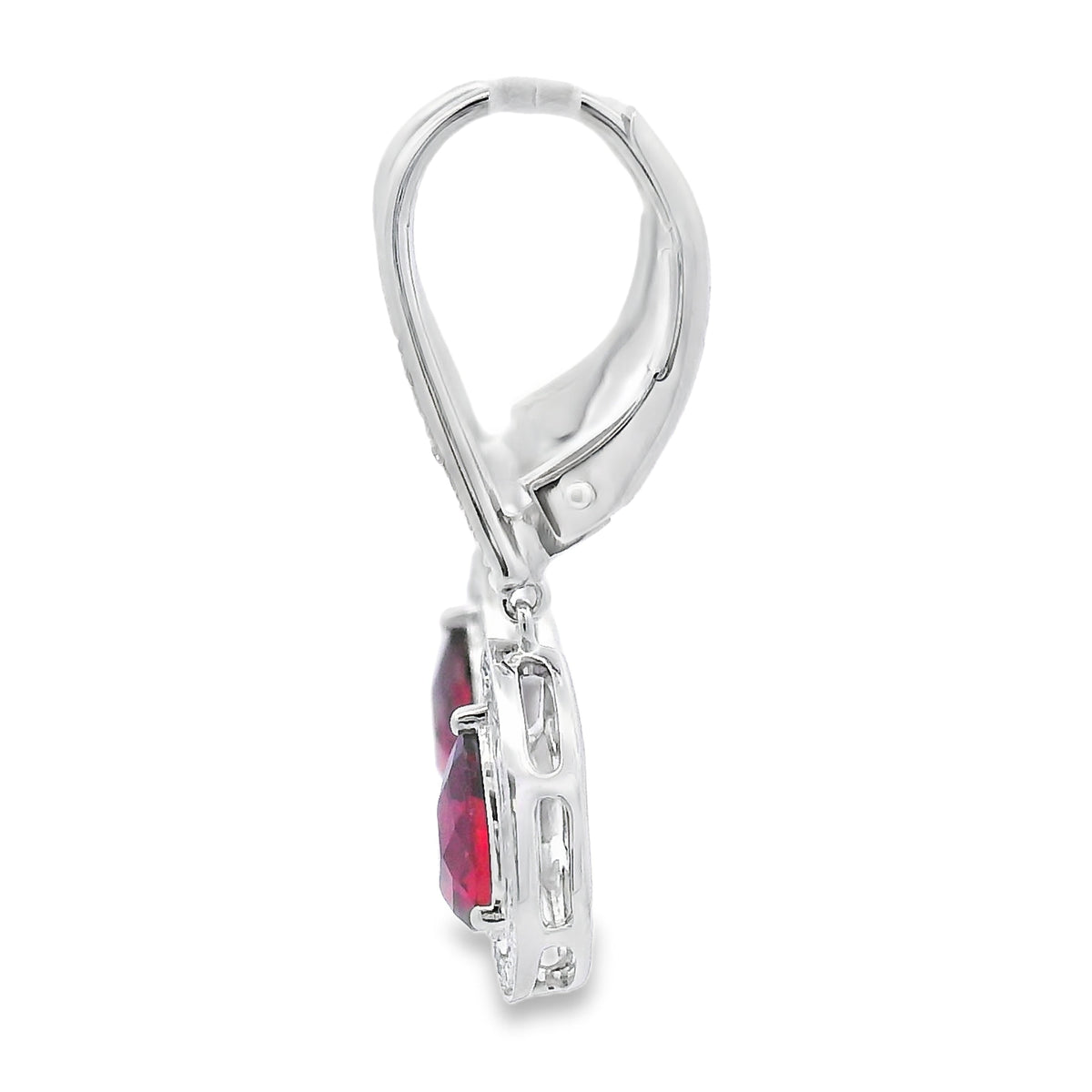 Pendientes colgantes de oro blanco de 10 quilates con granate y diamante de 1,05 ct