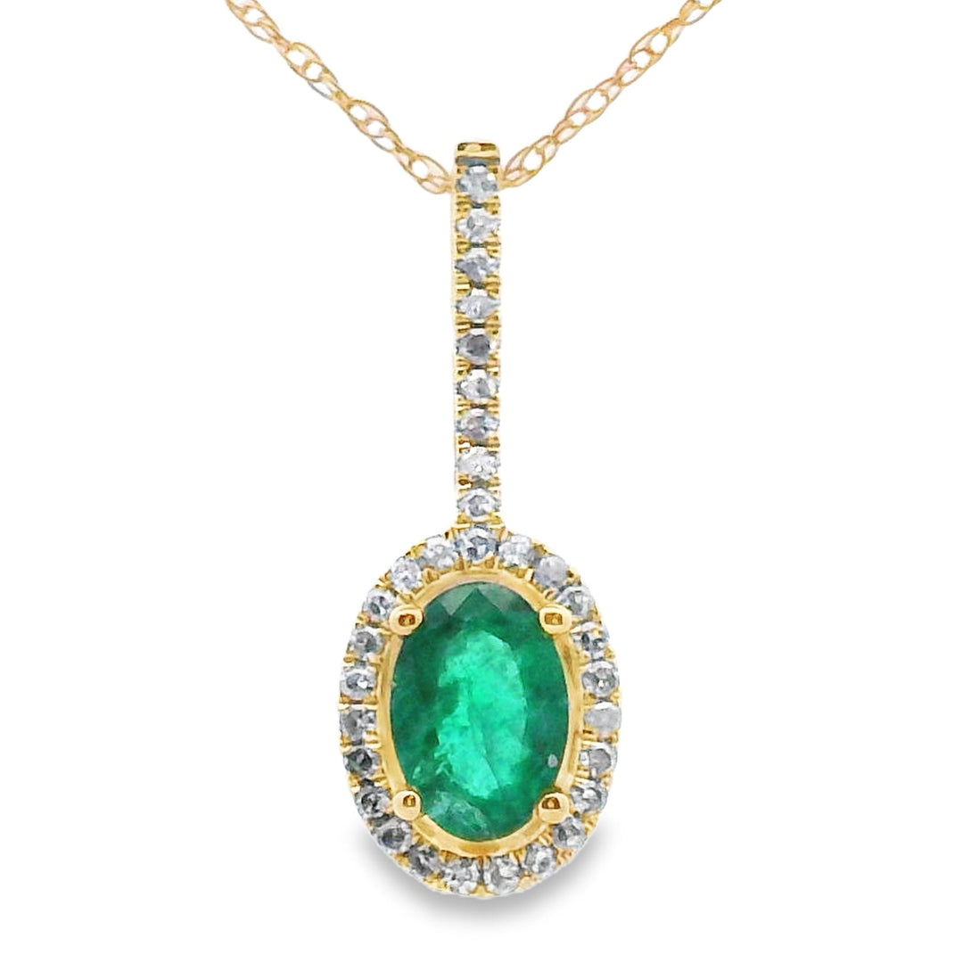 Colgantes de moda de diamante esmeralda de .46 ct en oro amarillo de 10 kt