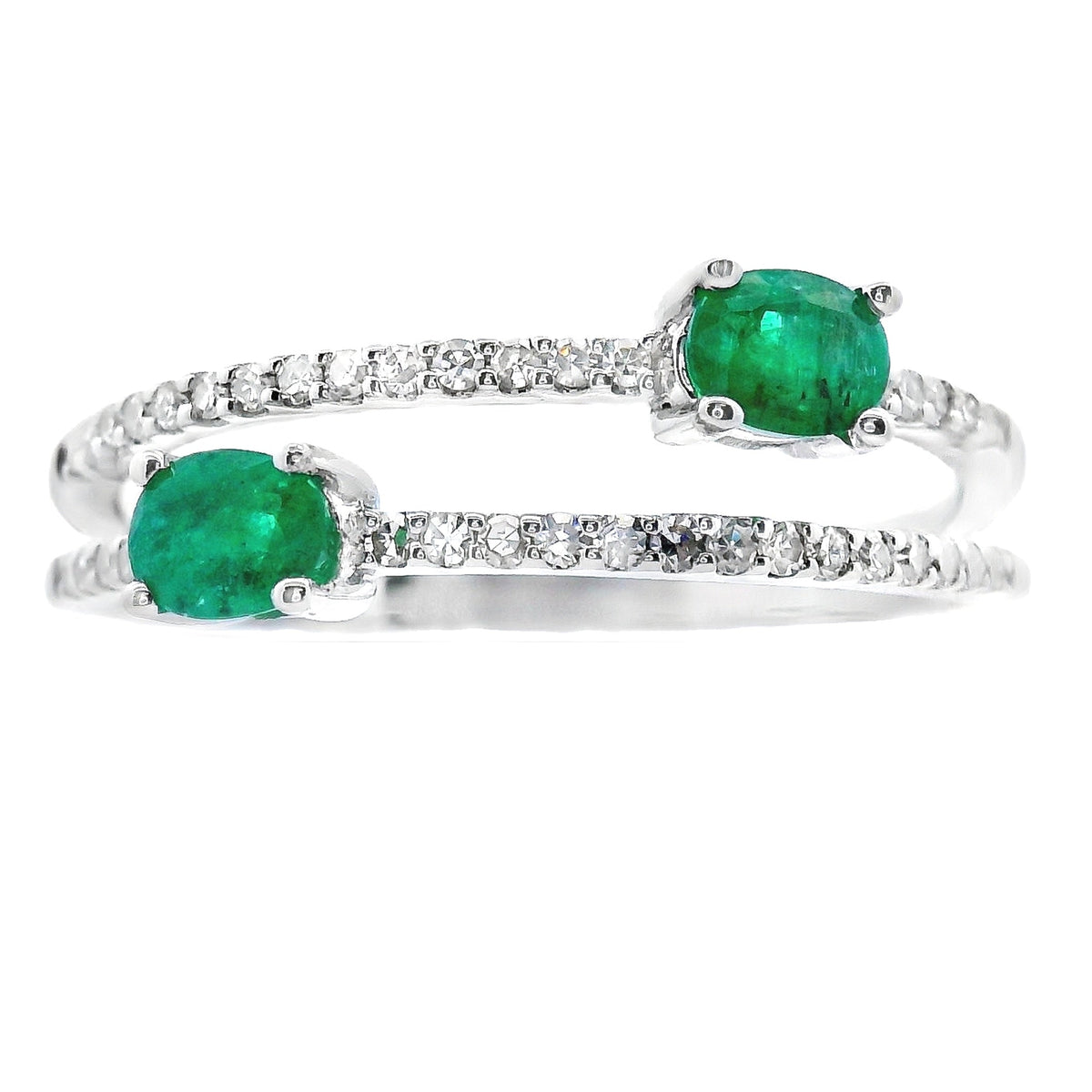Anillo de Diamantes Esmeralda Natural de 0,47 qt Oro Blanco de 14 kt