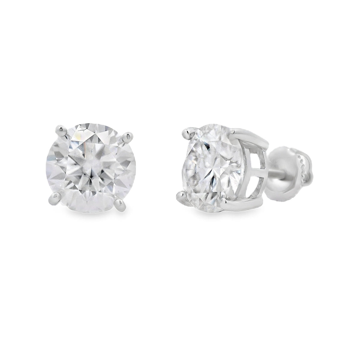 Pendientes de tuerca de moissanita natural de 6,00 ct de plata esterlina