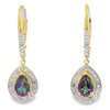 Mystic Fire Topaz Dangle Earrings 10KT Yellow Gold