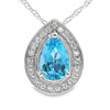 Blue Topaz Diamond Fashion Pendants 10KT White Gold