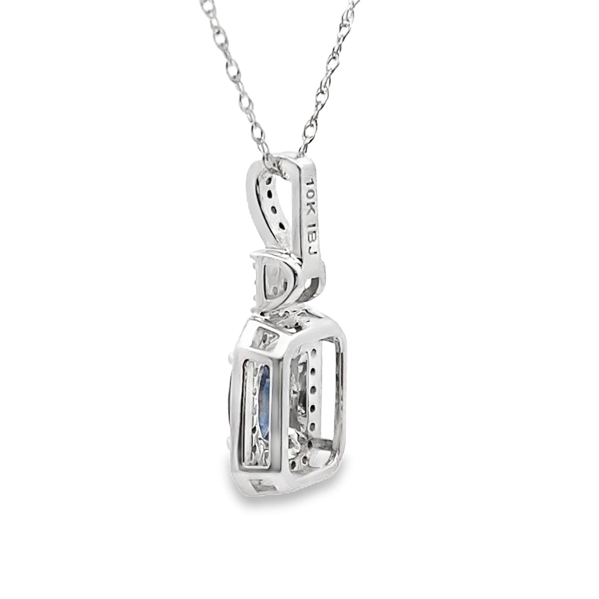 Colgantes de moda con zafiro y diamante de 0,66 ct en oro blanco de 10 kt