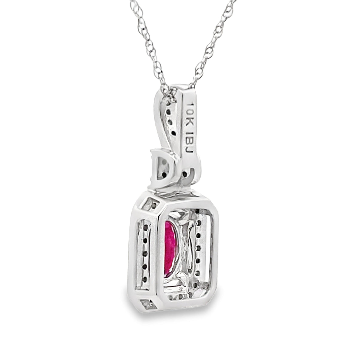 Colgantes de moda de rubí y diamante de .66ct en oro blanco de 10KT