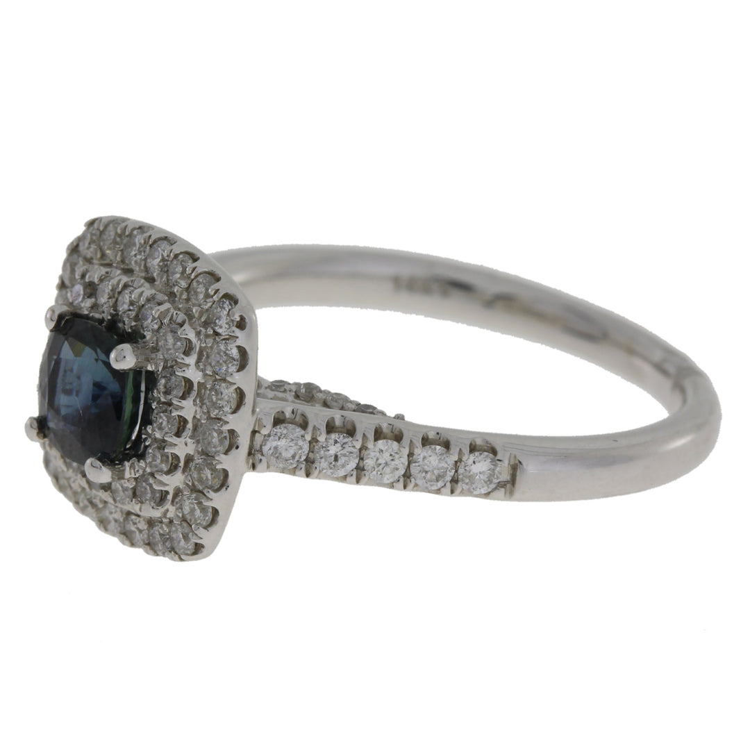 Natural 1.22ct Sapphire Diamond Ring 14KT White Gold